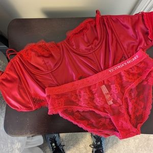 Victoria Secret Balconette and Panties - Red